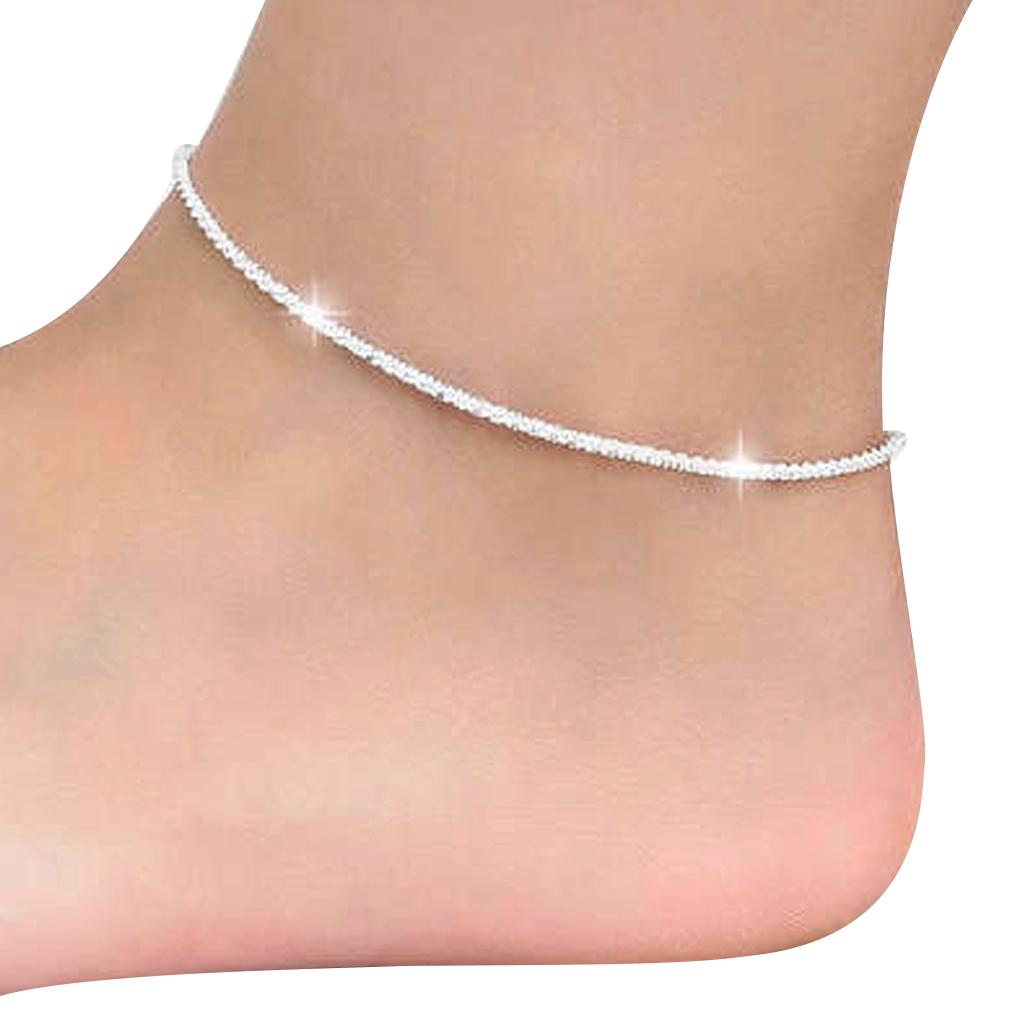 Women Alloy Anklet Simple Design Girls Foot Chain Beach Party Travel Solid Color Foot Jewelry