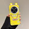 KEYSION Cute Ear Cartoon Case for Redmi 14C with Lanyard Soft Silicone+PC Shockproof Phone Back Cover for Xiaomi POCO C75