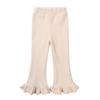Girls Spring Autumn Stretch Cotton Ribbed Flare Pants Retro Versatile Bottoms