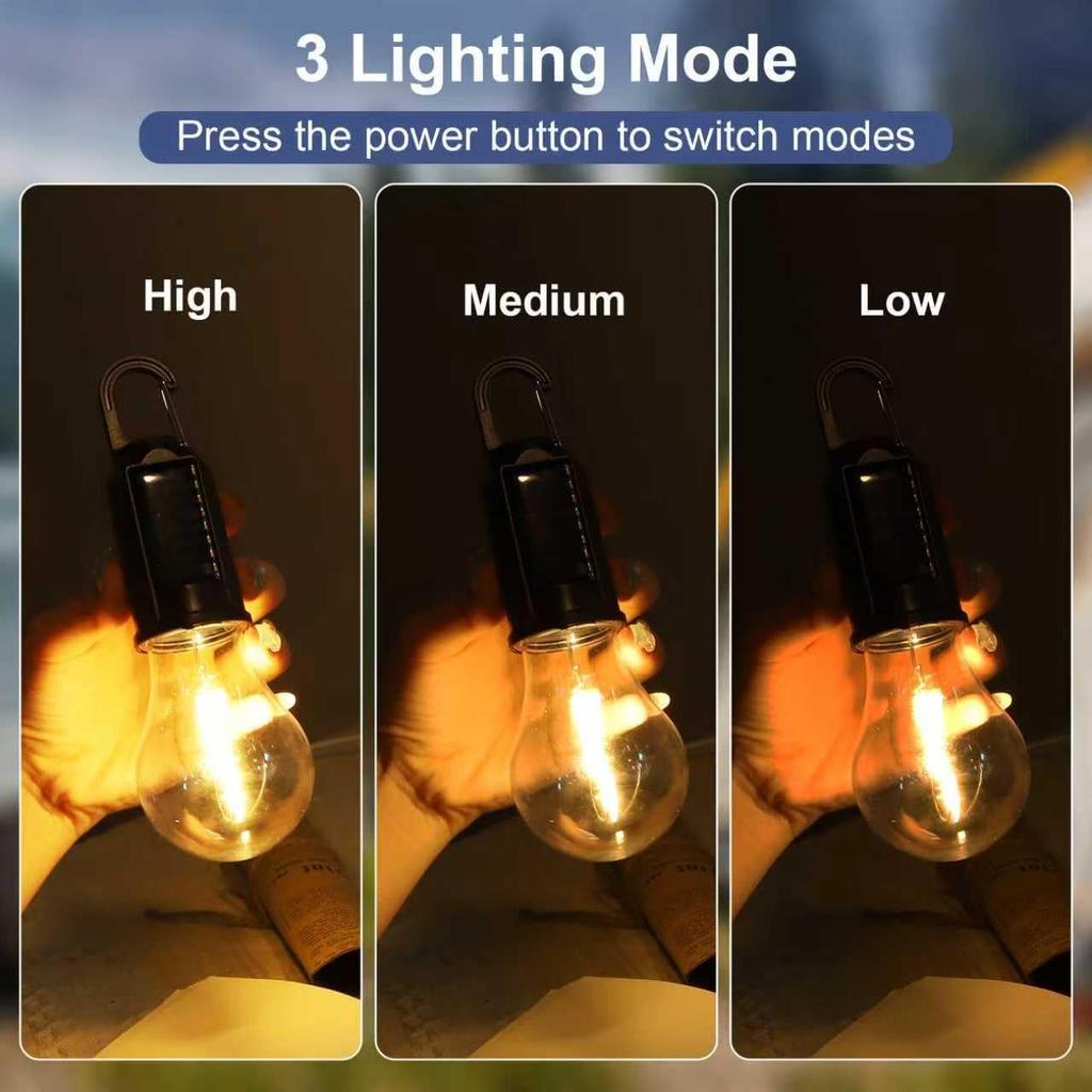 Solar Powered LED Camping Lamp USB Charging LED Lighting Lantern Waterproof Portable Handheld Lamp 100LM for Outdoor BBQ Camping