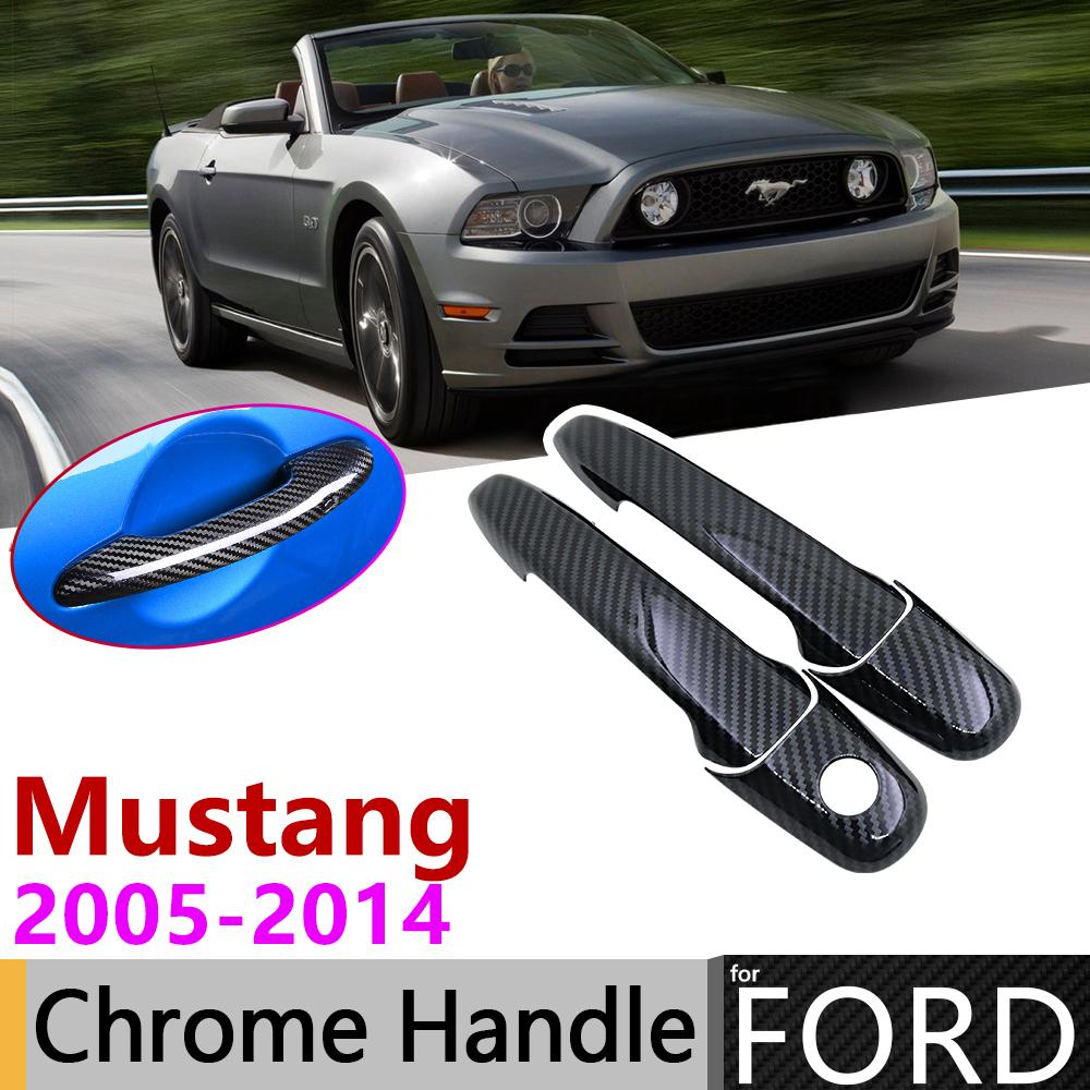 

Black Carbon Fiber Door Handle Cover for Ford Mustang Shelby GT GT500 2005~2014 2013 Car Accessories Stickers Trim Set