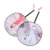 Round Hand Fan Chinese Style Vintage Printing Silk Fan Wedding Dance Accessory
