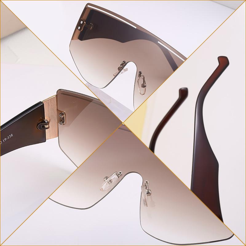 Integrated Large Frame Windproof Sunglasses Women'S Outdoor Cycling Glasses Frameless Sunglasses Women'S Tide