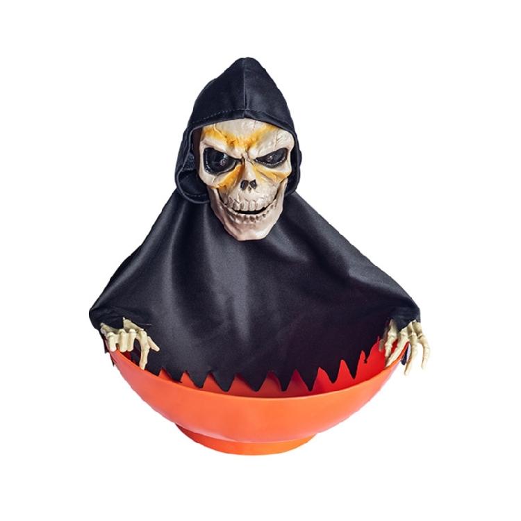 Spooky Motion Activated Skeleton Candy Holder with Light Up Red Eyes