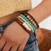6-Piece Set of New Wooden Beaded Pearl Leather Men's and Women's Bracelets, Suitable for Daily Wear by Men and Women