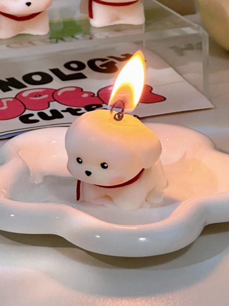 Burning 6h Cartoon 3D Cute White Puppy Candle Home Decor Candle Scented Candle Home Use Girl Aromatherapy Home Aromatic Candle