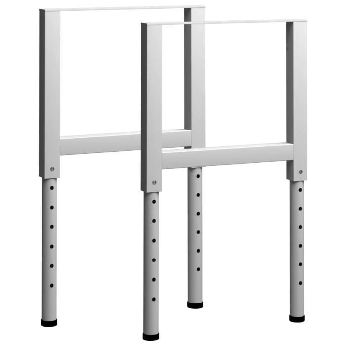 Workbench Frames - vidaXL - 2 Pcs - Metal - 55x(69-95,5) Cm - Adjustable Height