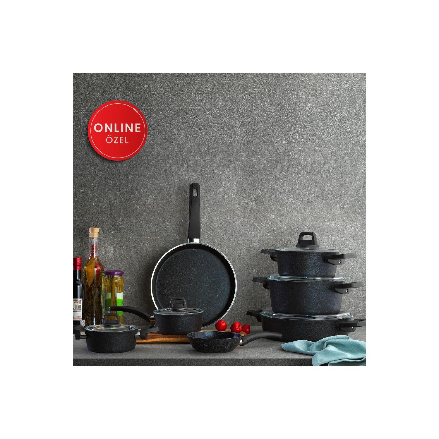 

Dark Storm Granite Cookware Set 12 Pieces - Black