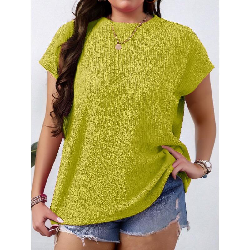 QICED Camicette e camicie con scollo a maniche corte, stampa tinta unita, moda casual da donna