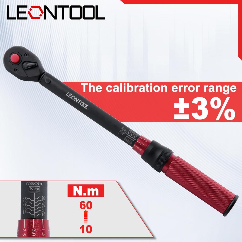 LEONTOOL Preset Torque Wrench for Car Tire Reverse Torque Dual 72 Feed Ratchet Quick Bicycle Socket Bike Repair Torque Wrench with Screwdriver and