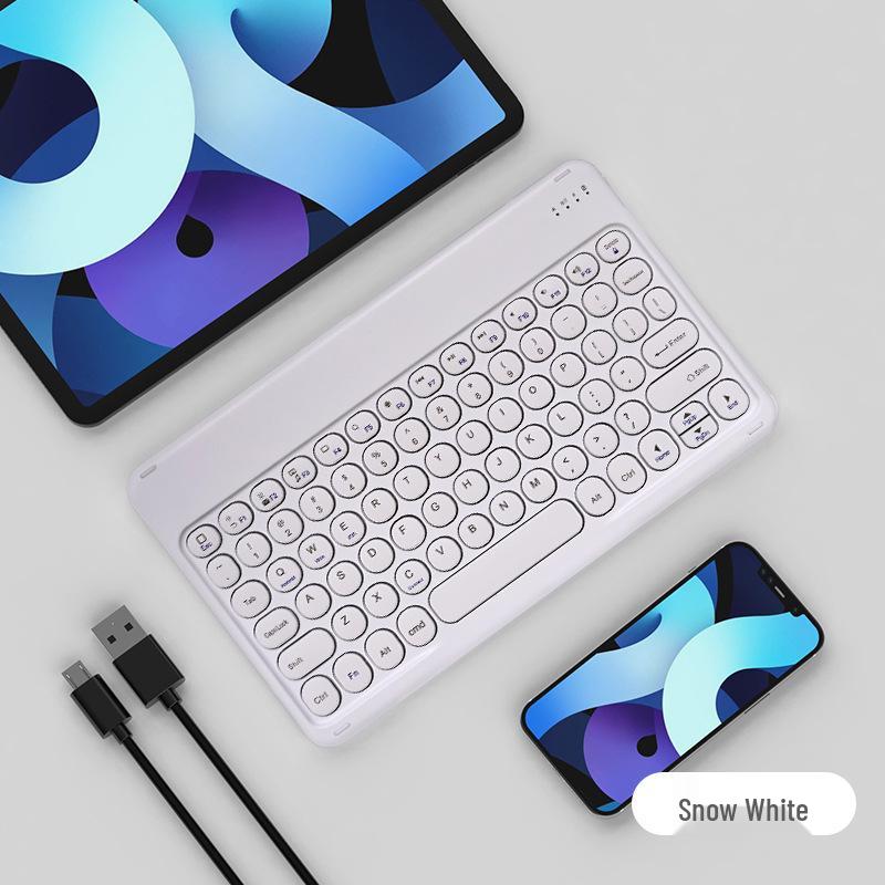 Wireless Bluetooth Keyboard with Round Keycaps for Apple & Huawei Tablets/Phones