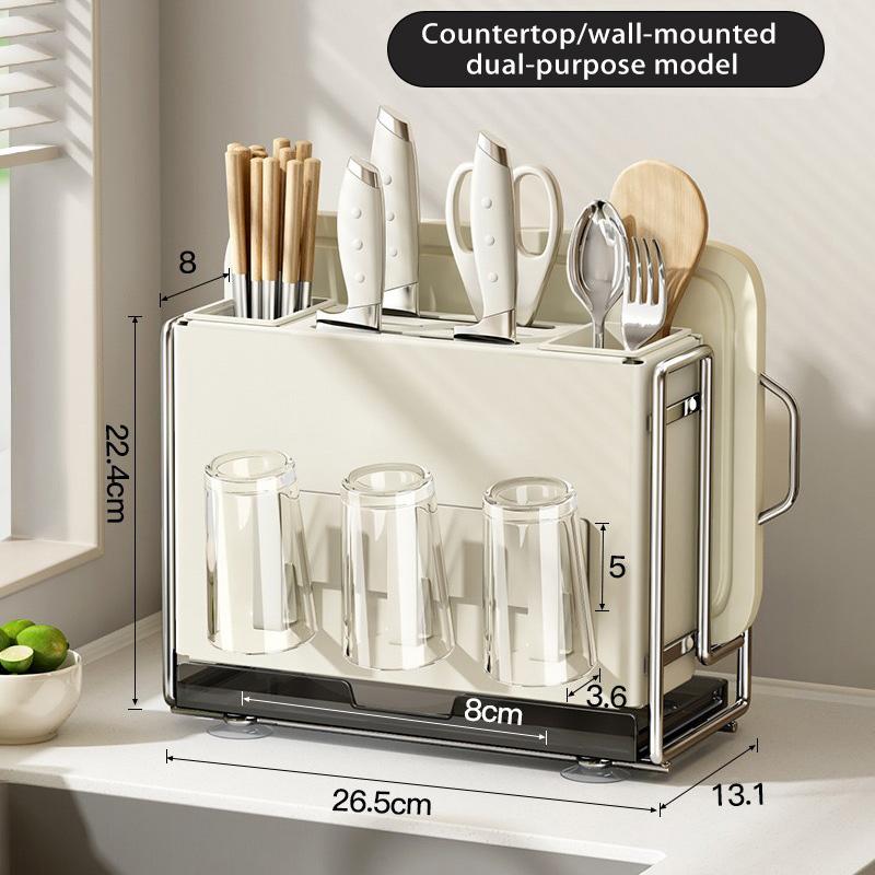 Kitchen Knife Rack Wall-mount Cutting Board Storage Racks Household Multifunctional Countertop Chopping Board Storage Rack