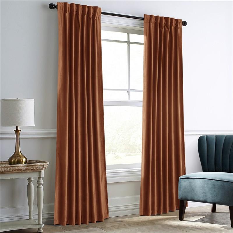 Fleece Solid Color Blackout Curtain Cloth, Living Room Bedroom Blackout Curtain Finished Multi-Color