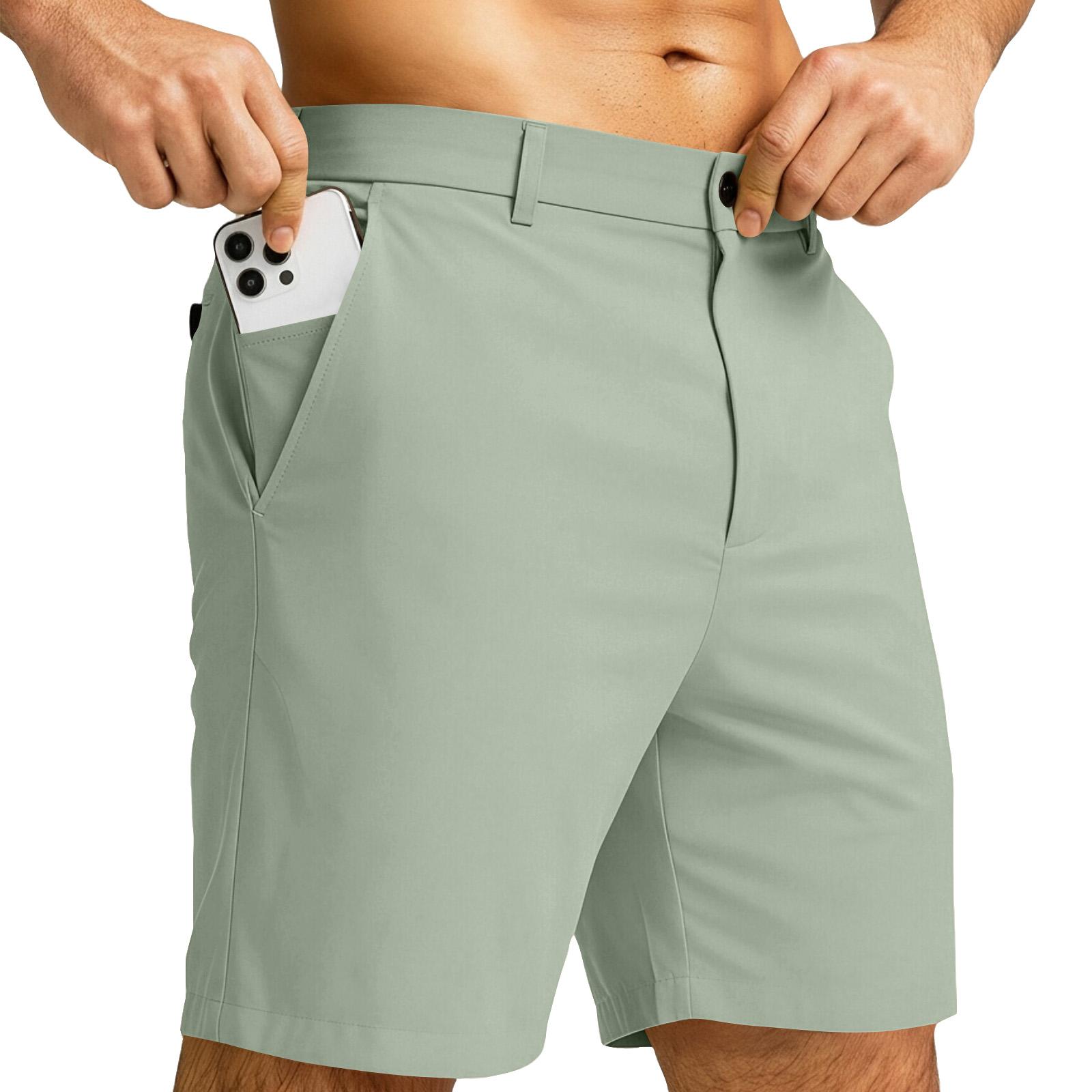 Precious watch Heren Short Slim Fit Stretchstof Klassieke Tailleband Ritssluiting Meerdere Zakken voor Dagelijkse Kleding en Activiteiten XXXL