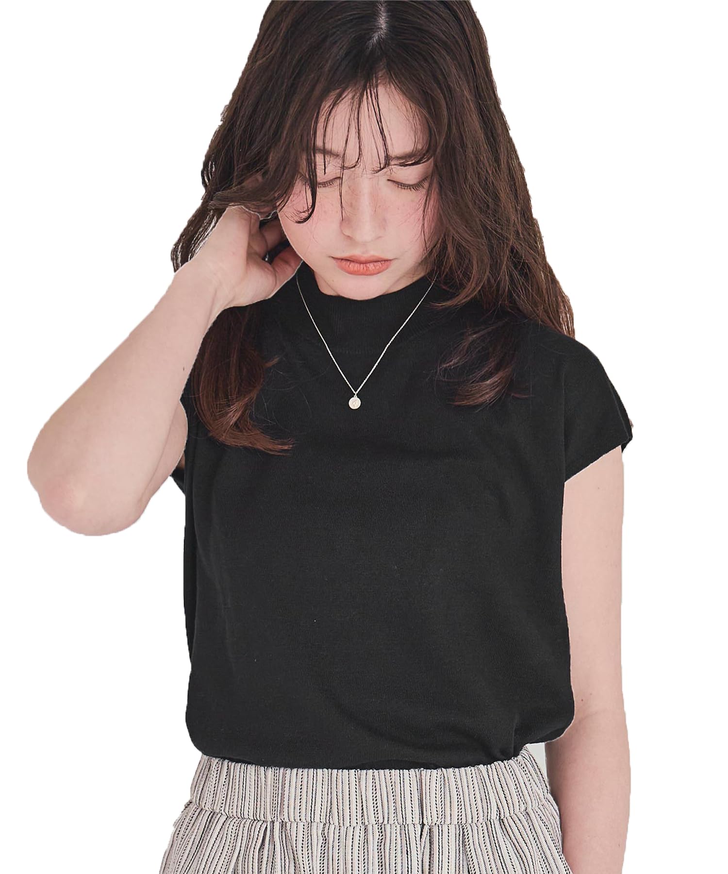 

Titibait Базовый трикотаж с французским рукавом, легкий, ATXP2166, БЕСПЛАТНЫЙ, Черный