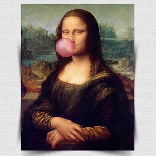Mona Lisa with Bubble Gum METAL WALL SIGN PLAQUE humorous poster print artAluminum 20x30cm(7.8x11.8inch)