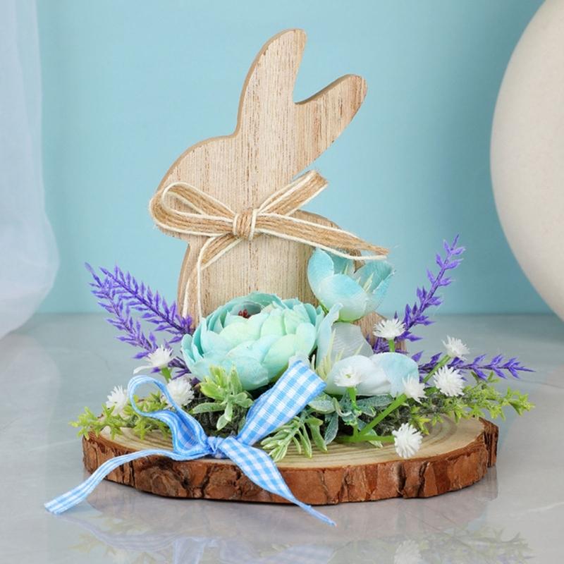 Holz Osterhase Skulptur Tierfigur Ornament Frühling Heimdekoration Für Kaminsims Bücherregal Tischplatte Display