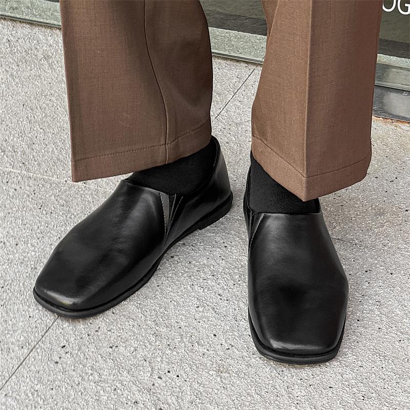 Vară Nouă Calitate Înaltă Stil Britanic Rochie de Zi cu Zi Mocasini din Piele Naturală Neagră Pentru Bărbați Casual Petrecere Pantofi Plați Slip-On