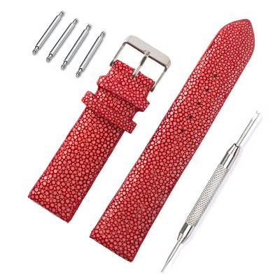 Stingray Leather Watch with Spring Bars and Spring Bar Removal Tool [Revetta] Band/Strap, Red, 18mm, [089-5stb18-1]