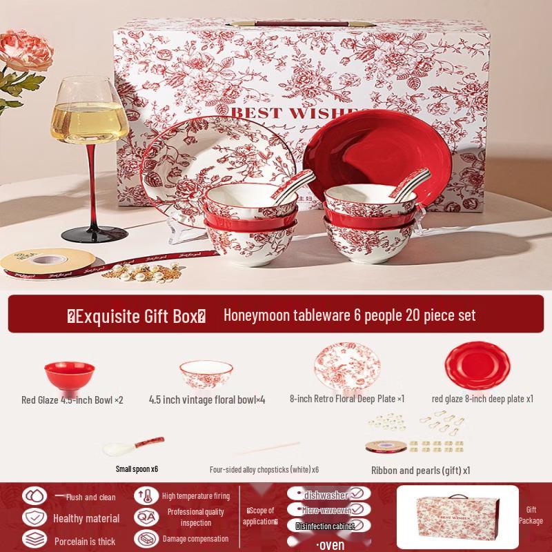 Wuhe Rose Holiday Floral Bone China Dinnerware Set