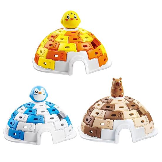 Tier-Schneehütte Brettspiel 2 Spieler Pinguin Küken Capybara Iglu Eisstein Schlagspiel Lernspielzeug Kleinkinder Jungen Mädchen Geschenk
