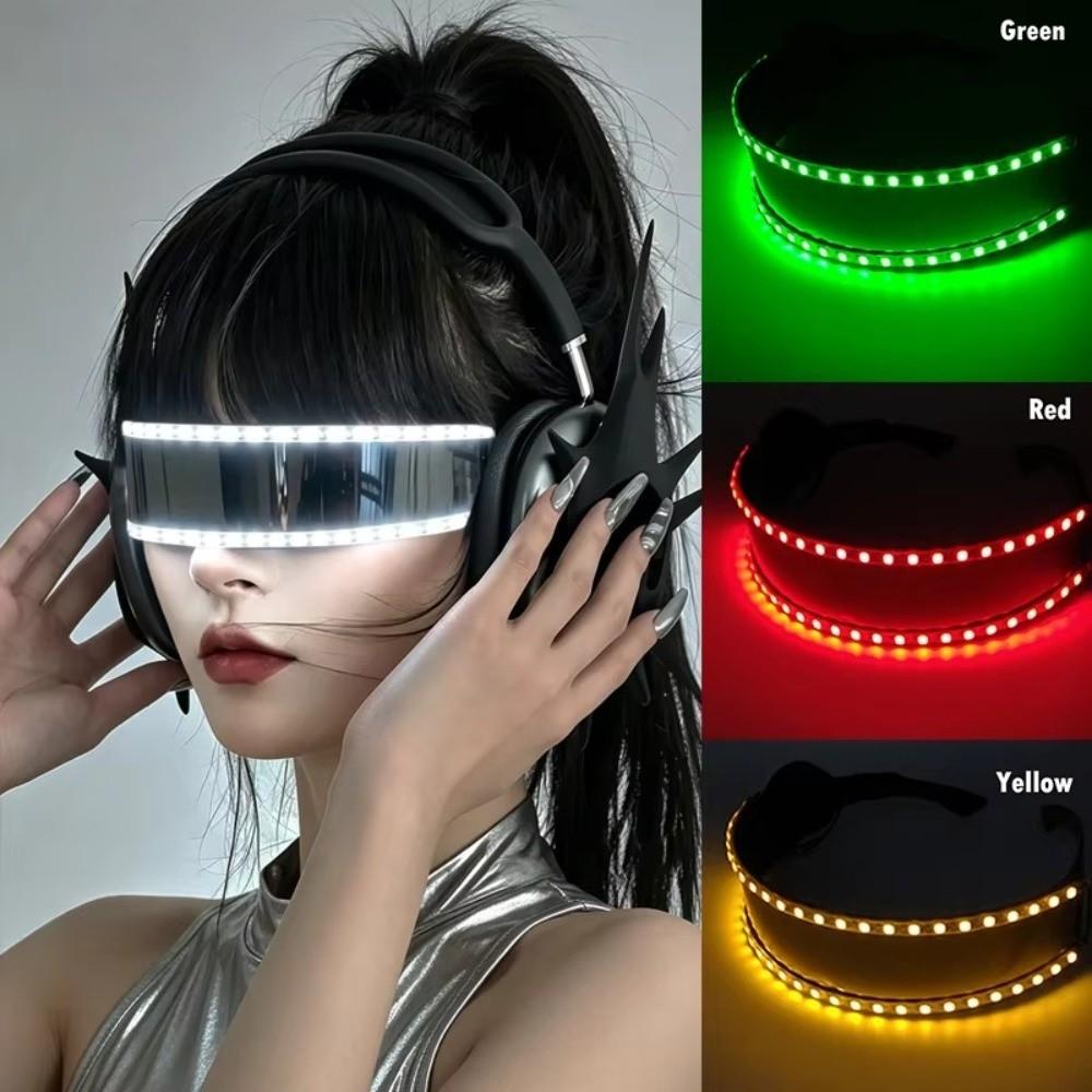 Cyberpunk Style LED Glasses Flashing Lights Glowing Visor Glasses DJ Bar Music Party