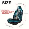 2pcs, Howling Wolves Under Moon Print Car Seat Covers, Durable And Washable, Universal Fit For Front Seats Of Cars, SUVs, And Tr