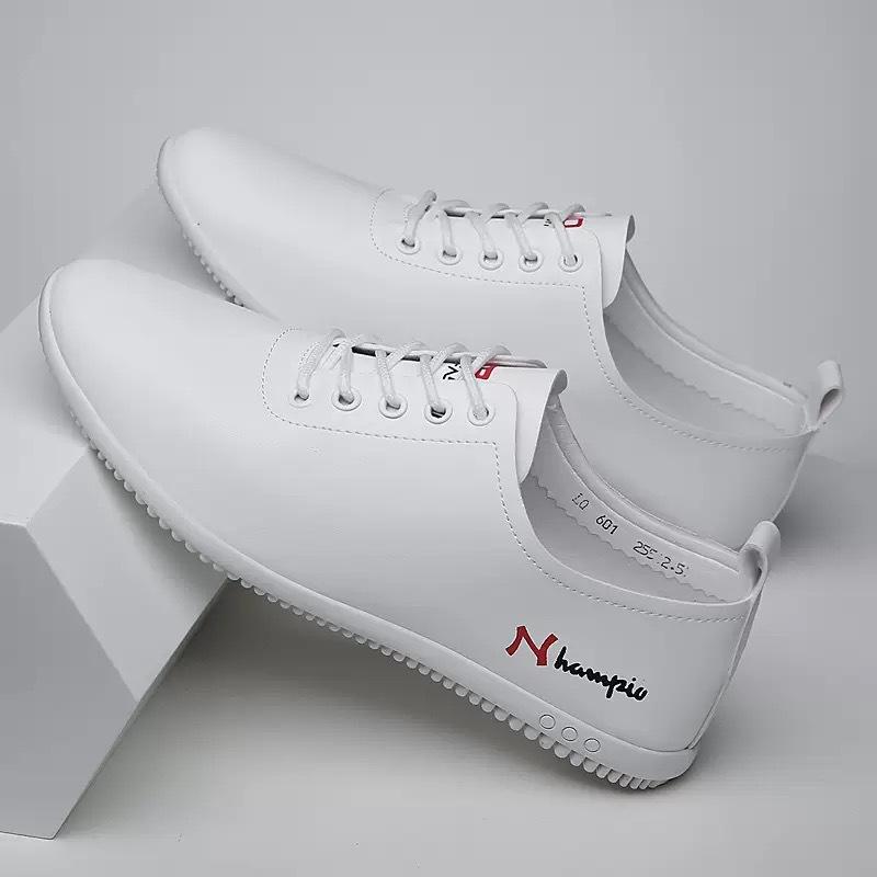 Men Casual Shoes Artificial Leather Lace Up White Sneakers New Style Fashion Soft Sole Breathable Formal Flat Shoes Walking