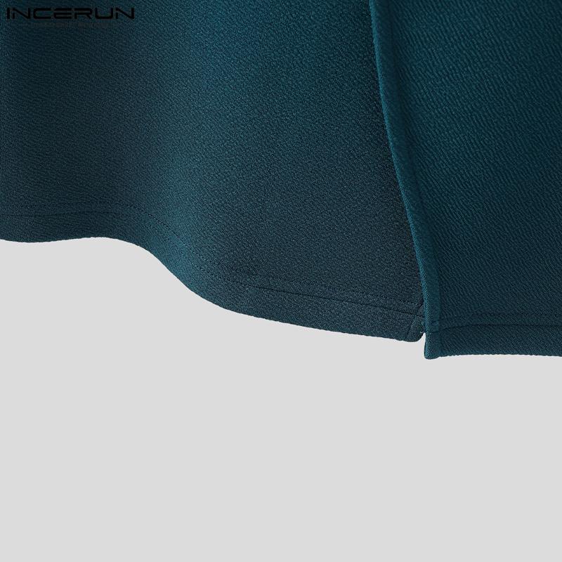 INCERUN Autumn Winter Men Long Sleeve Front Cross Cropped Short Blazer Coats