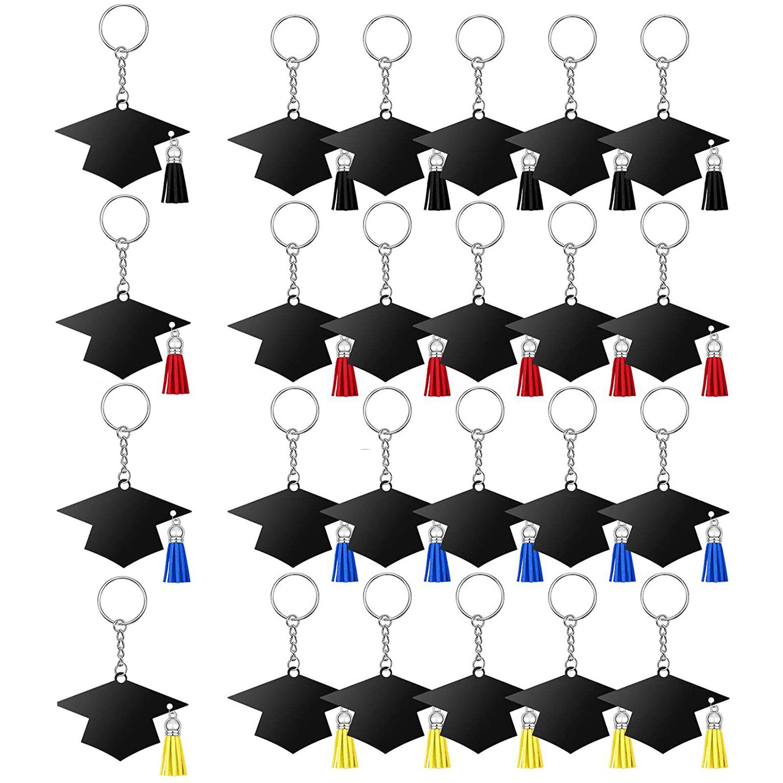 24pcs Class of 2023 Graduation Keychains Acrylic Tassels Graduation Cap Keychain for College Seniors Grad School 1