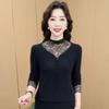 Chic Lace Mesh High Neck Long Sleeve Tummy-Concealing Top for Women