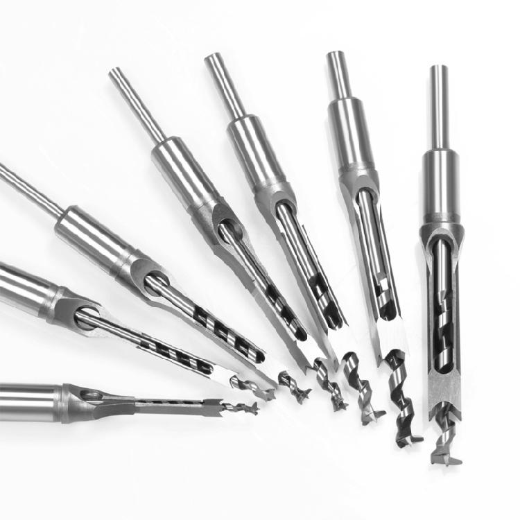 7Pcs Complete Square Mortising Chisel Set Heat Resistant Material Chisel Drill Bits For Efficient Wood Drilling