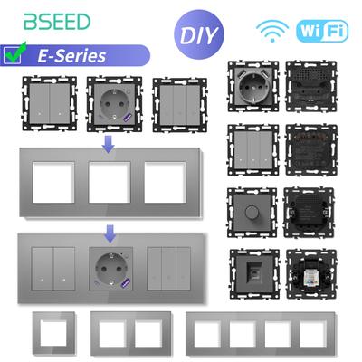 BSEED Moduli Interruttore Click WIFI Interruttore Luce Intelligente Parti Cornice in Vetro Bianco Combinazione Fai da Te Prese a Muro Carica USB Chiave Serie E