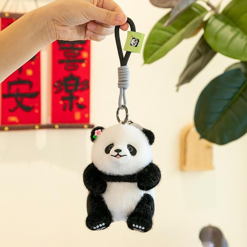 New Huahua small milk panda backpack schoolbag pendant boutique plush toy keychain small doll pendant
