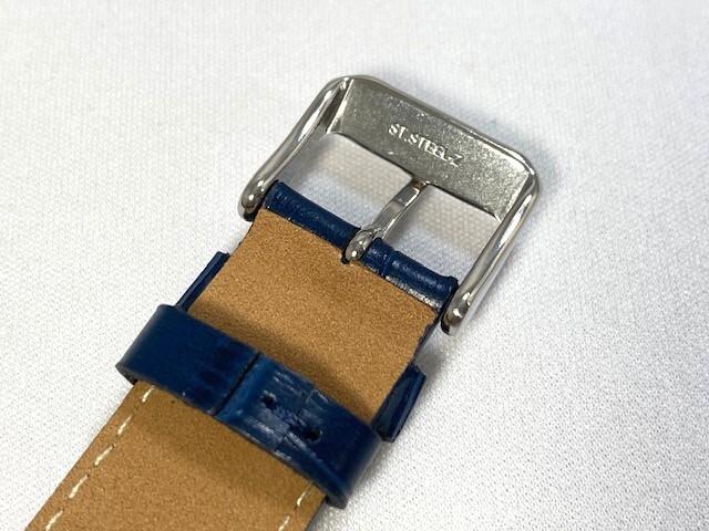 SEIKO RS01C20NY 20mm leather calfskin crocodile navy watch, strap, embossed, blue