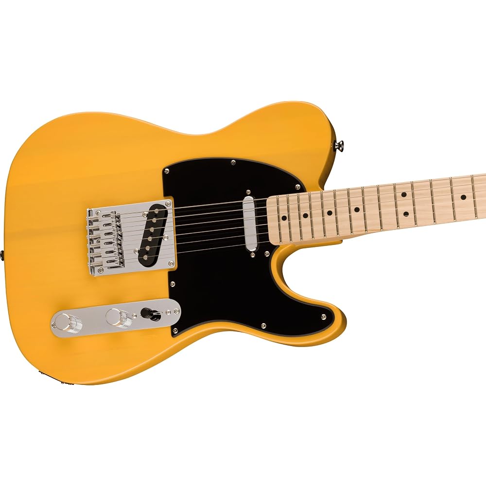 Squier by Fender Sonic Telecaster Electric Guitar Maple Fingerboard Black Pickguard Butterscotch Blonde with Soft Case