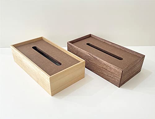 KATOMOKU Wooden Tissue Case, Small, km-66NA, Paulownia Wood, Natural Brown (Natural)