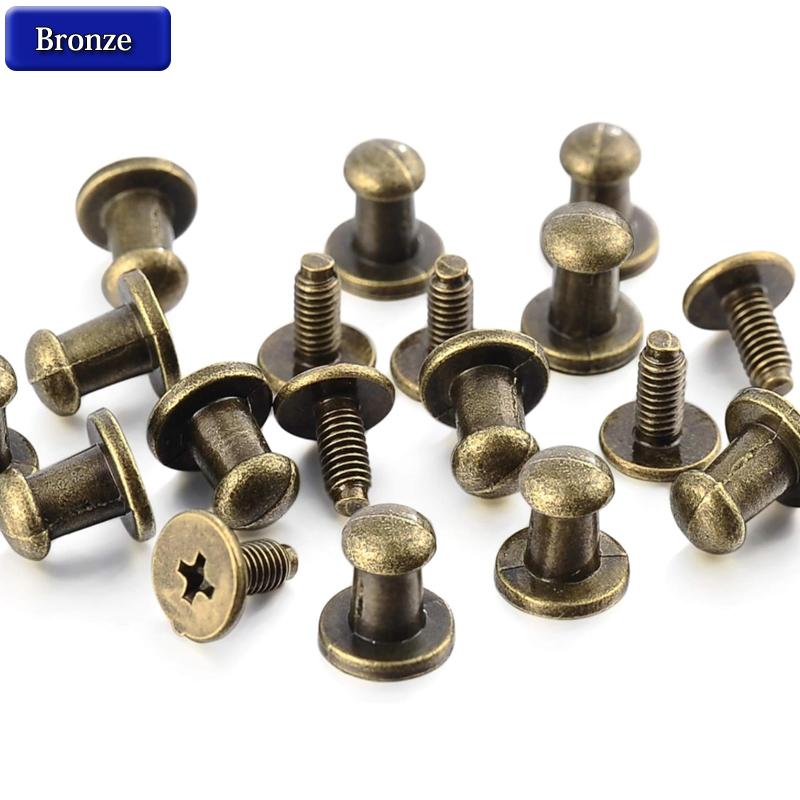 10-25sets Round Head Ball Post Studs Brass Buttons Screwback Nail Rivets Leather Bag Craft Hardware DIY Accessories Buckles