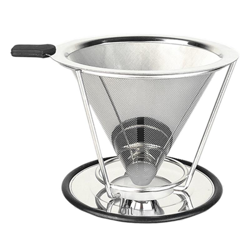 304 Stainless Steel Double Layer Coffee Filter with Stand