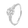 Women's Full Diamond Imitation Ring, Round Egg-Shaped Copper Mount, DIY Inlay, S925 Silver Finish