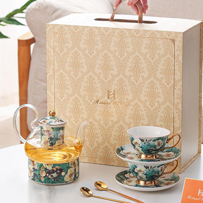 Coffee Cup, High-End Exquisite Bone China Glass Pot, Flower Cup, Housewarming Gift For Girlfriends, Hand Gift, Tea Set