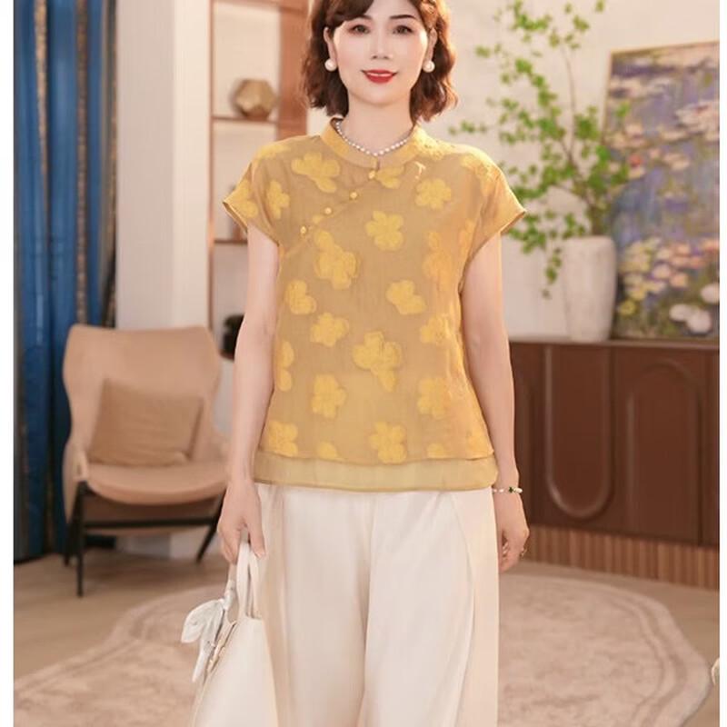 Jianhu Elegant New Chinese Style Summer Top for Women 4XL