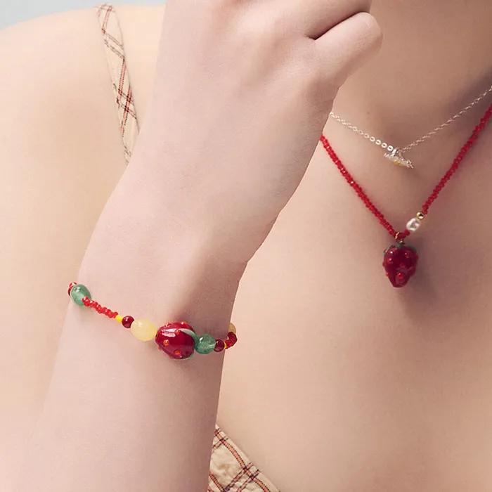 Sweet Strawberry Glass Bracelet