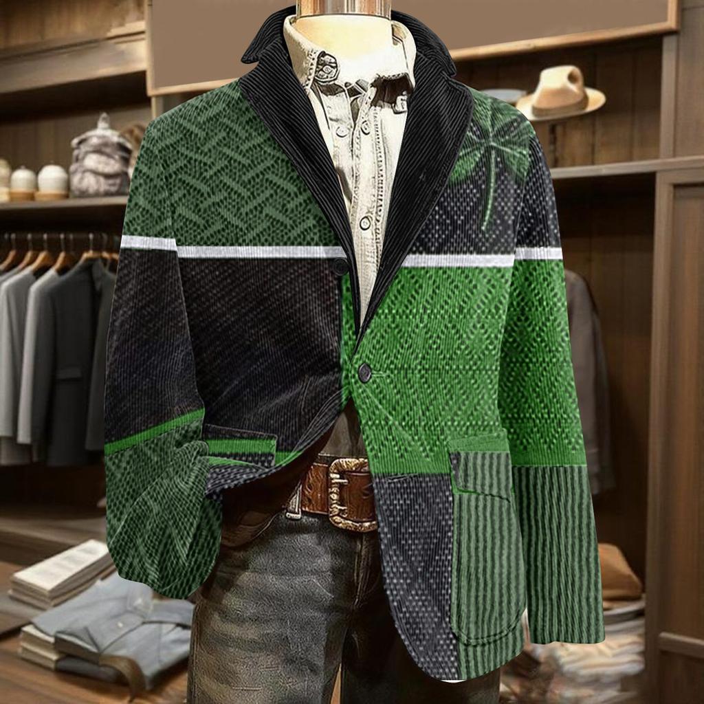 Herren Druck Kord Warm Taschen Anzugjacke Cardigan Herren Freizeitanzug