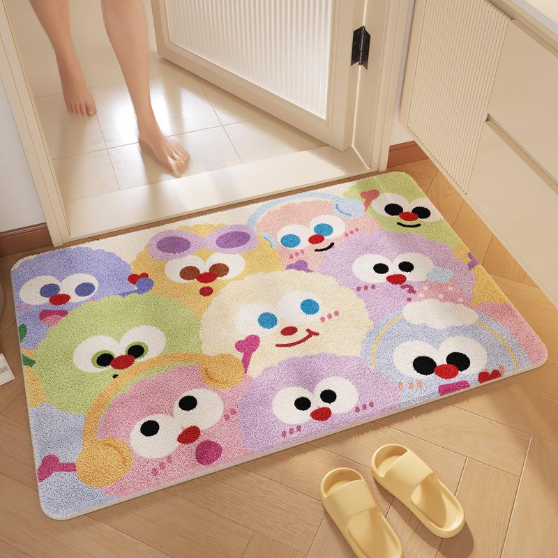 Bathroom Floor Mat Water Absorbing Cashmere Floor Mat Cartoon Color Dirt-resistant Anti-slip Mat Bathroom Door Foot Mat