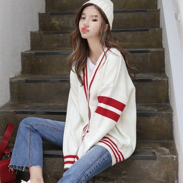 

Spring and Autumn Top Women s Lazy Wind Medium Long Striped Turtleneck Female Student Loose New product s recommended 47.5kg or less