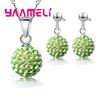 925 Sterling copper Stamped Bridal Zircon Sets Women Girls Wedding Gifts Austrian Crystal CZ Disco Ball Necklace Hoop Earrings