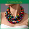 Ethnic Tribal Style Multi Layer Wooden Bead Necklace For Women Summer Fashion Jewelry