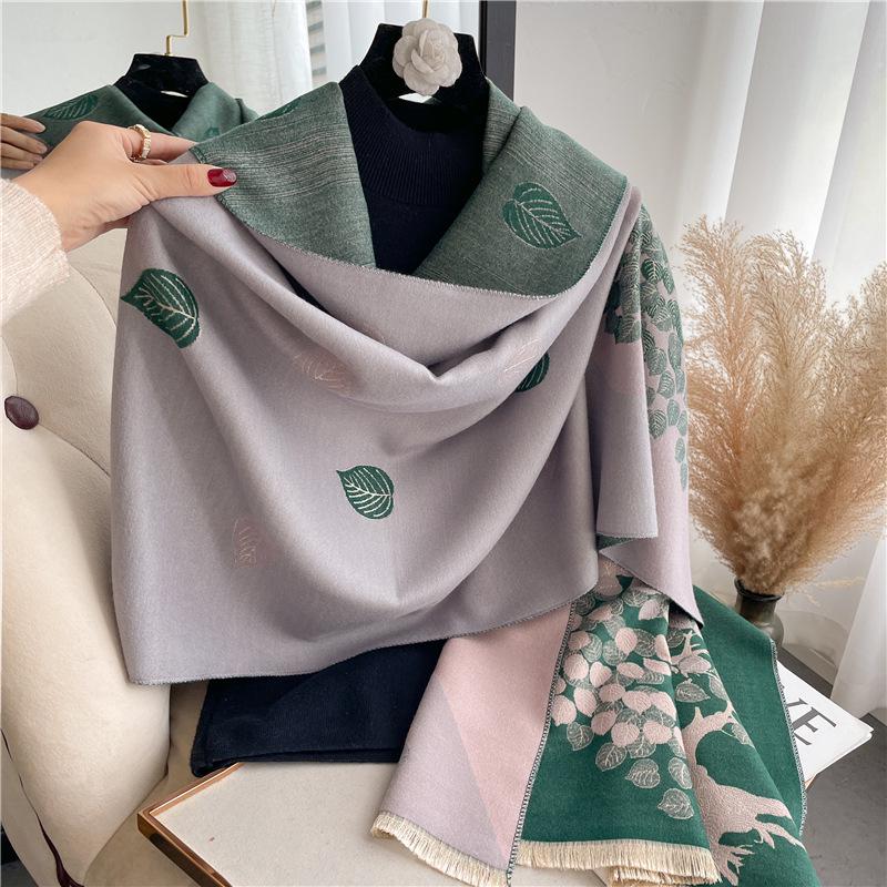 Women's Leaf Scarf: Dual-Purpose Cloak for All Seasons