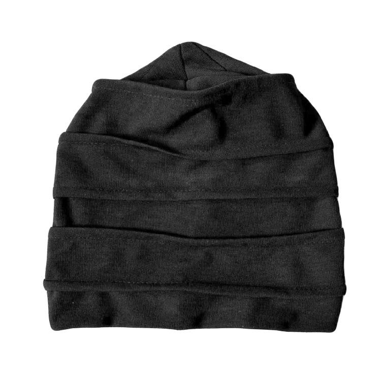 Solid Color Pleated Women s Beanie Hat - Fashionable Sleep & Chemo Cap One Size чёрный